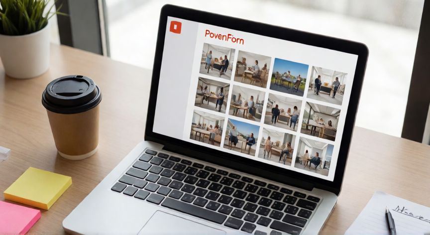 como recortar powerpoint, Pantalla con diapositiva de PowerPoint conteniendo varias imágenes recortadas en formato cuadrado dispuestas en cuadrícula