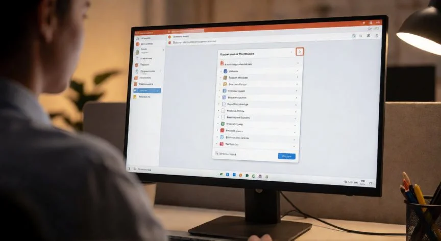 como recuperar un archivo en powerpoint que no se guardo, Pantalla de recuperación de presentaciones no guardadas en Microsoft PowerPoint