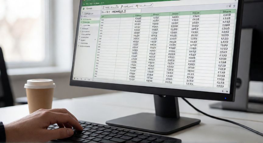 como redondear en excel, Pantalla de Excel mostrando la función ARREDON redondeando decimales en una hoja de cálculo