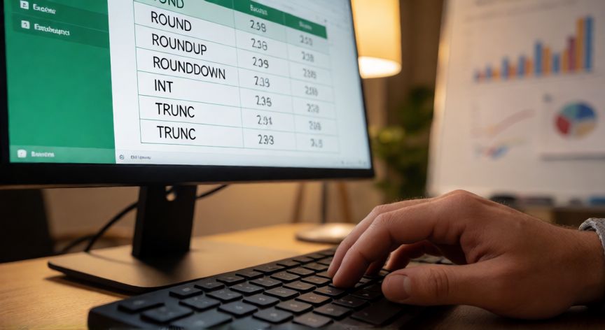 como redondear en excel a número entero, Comparativa de funciones de redondeo en Excel: REDONDEAR, REDHACIAARRIBA, ENTERO y TRUNCAR