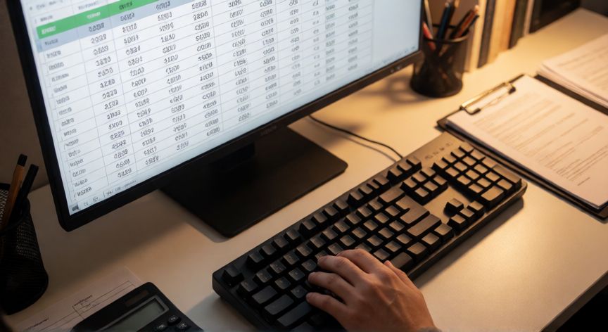 como redondear excel, Persona trabajando en Excel redondeando datos financieros en una hoja de cálculo