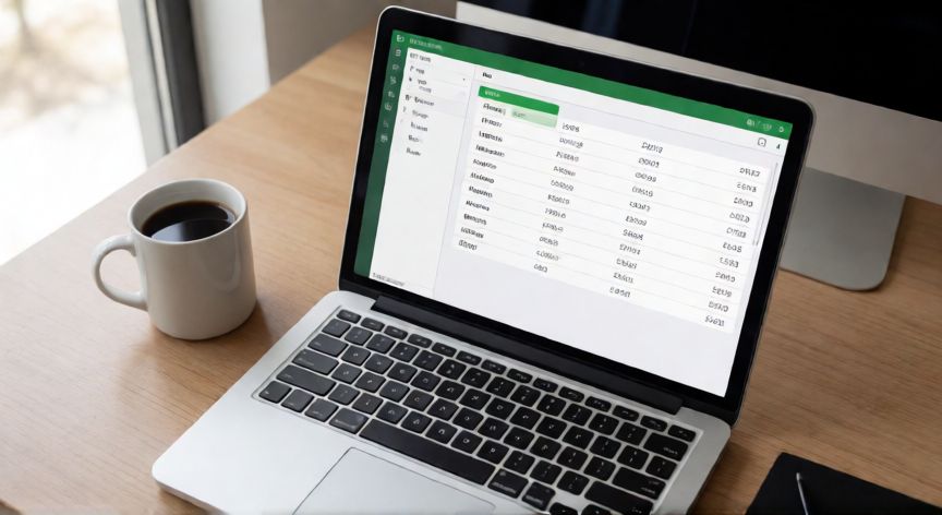 como retroceder excel, Vista cenital de un portátil con Excel abierto en la sección Administrar versión mostrando historial de guardado