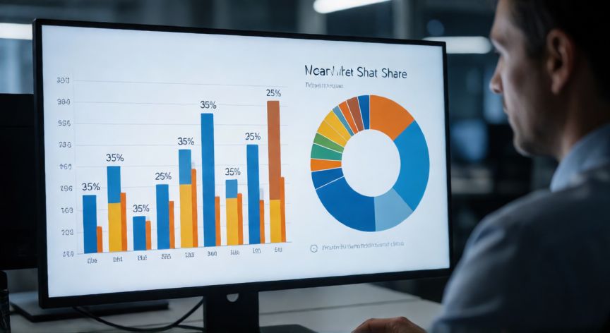 como sacar en excel el porcentaje, Gráficos de barras y anillo en Excel mostrando porcentajes de participación de mercado