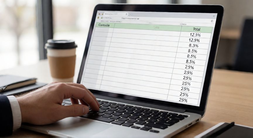 como sacar en excel el porcentaje de una cantidad, Cálculo de porcentajes en una hoja de cálculo de Excel mostrando columnas de cantidad, total y resultado en porcentaje