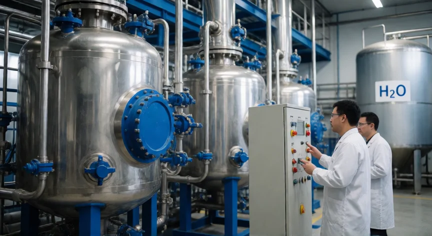 como se fabrica agua oxigenada, Planta industrial de producción de peróxido de hidrógeno con reactores de antraceno