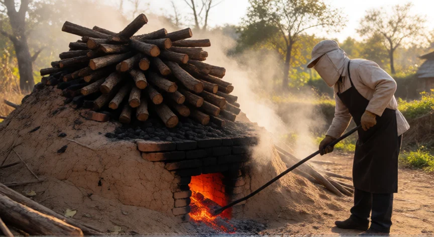 Cómo se fabrica el carbón vegetal: del tronco al carbono puro
