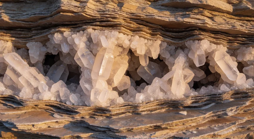 como se fabrica el bicarbonato de sodio, Corte geológico de mineral nahcolita con agua caliente inyectada bajo tierra