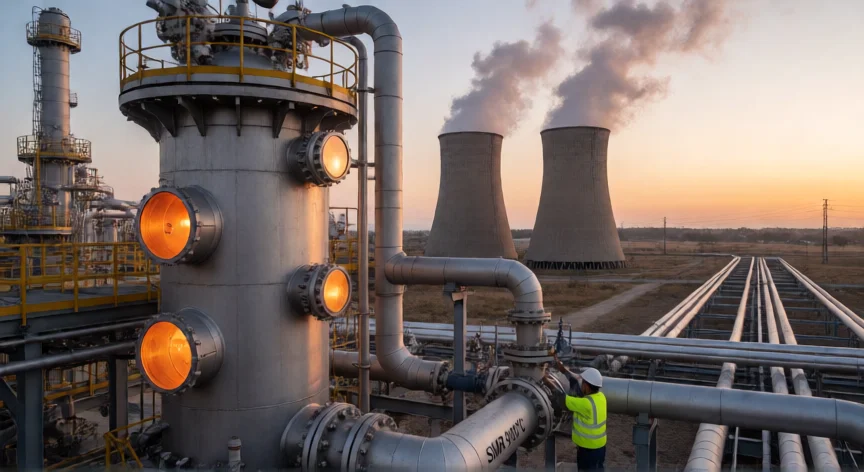 Planta industrial de reformado con vapor para producción de hidrógeno desde gas natural