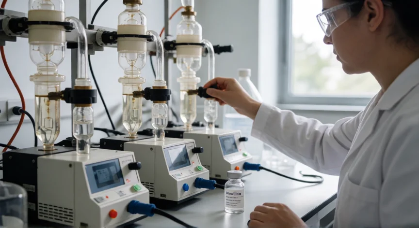 como se fabrica insulina, Sistema de cromatografía de purificación de insulina en laboratorio farmacéutico