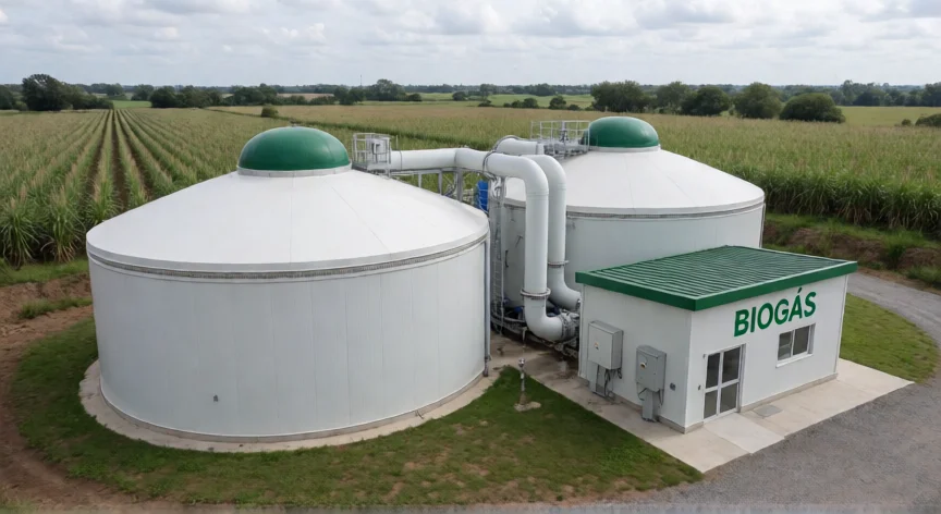 como se fabrica la biomasa, Instalación de biodigestor anaerobio para producción de biogás con cultivos energéticos de fondo