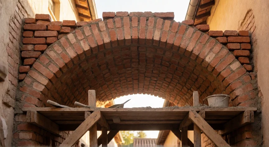 como se fabrica la bovedilla, Construcción de bovedilla de ladrillo sobre cimbra de madera