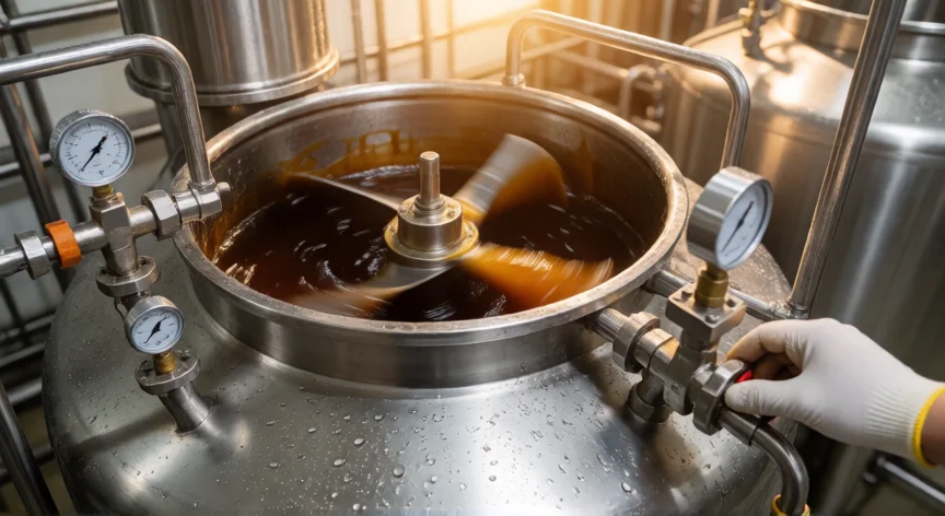 como se fabrica la coca cola, Tanque de mezcla de jarabe de Coca-Cola en planta de producción