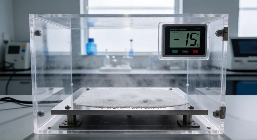 como se fabrica la escarcha, Cámara de laboratorio para fabricación controlada de escarcha artificial