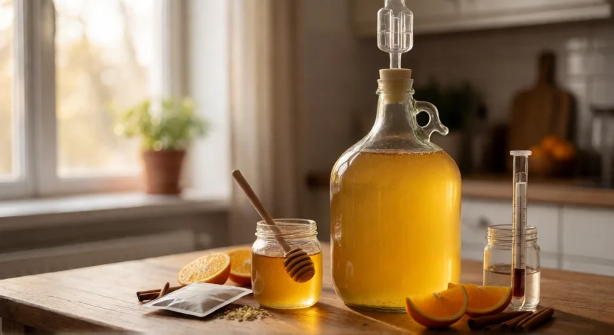 cómo se fabrica la hidromiel, Preparación del mosto de miel con aireador y levadura para fabricar hidromiel en casa