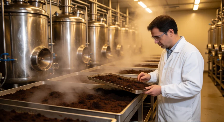 como se fabrica la ivermectina, Sala de fermentación industrial con bandejas de micelio de Streptomyces avermitilis