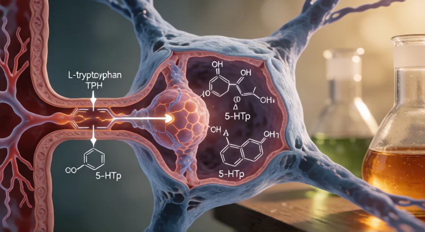 como se fabrica la serotonina, Ruta biosintética de la serotonina en la neurona