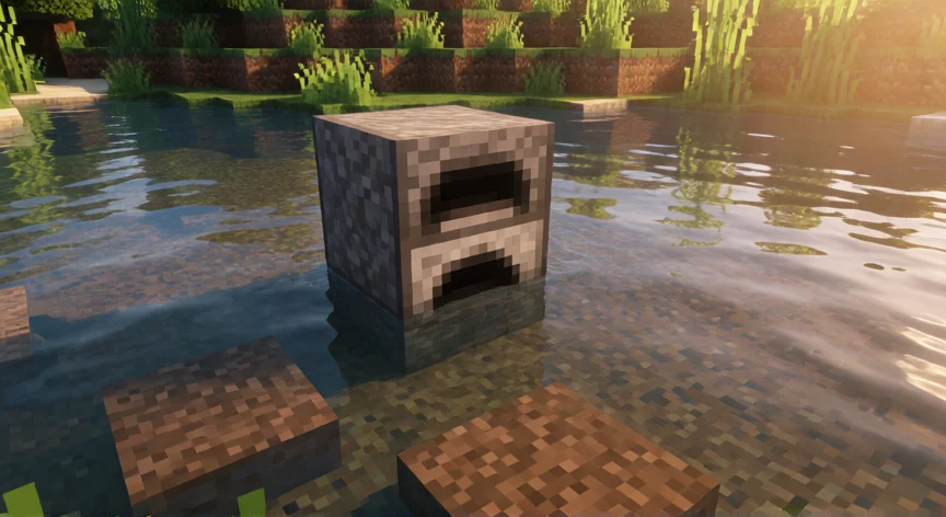 como se fabrica la terracota en minecraft, Horno de piedra junto a un río con arcilla en Minecraft