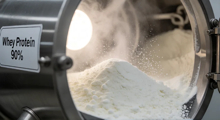 como se fabrica la whey protein, Secado por atomización de proteína de suero en polvo