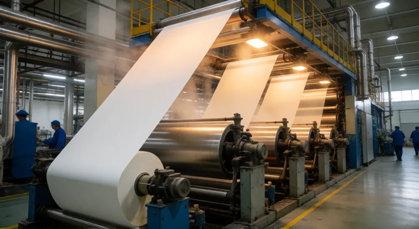 como se fabrica papel higienico, Línea de secado industrial en la fabricación de papel higiénico con cilindros calientes