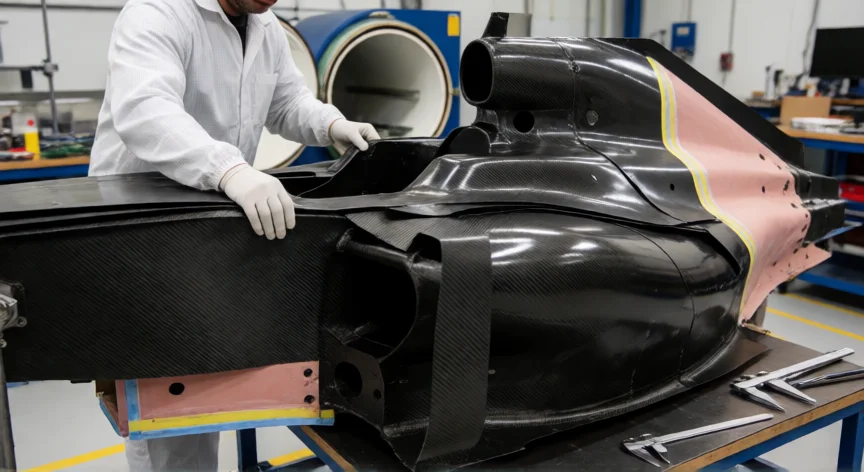 como se fabrica un formula 1, Fabricación del monocoque de fibra de carbono de un Fórmula 1 en taller