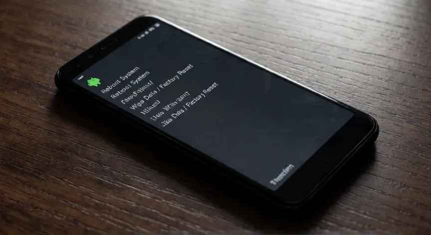 como se reinicia de fabrica un redmi 14c, Redmi 14C en modo Recovery mostrando el menú de borrado de datos de fábrica