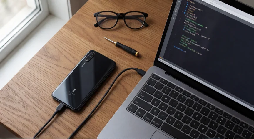 como se reinicia de fabrica un redmi 8, Redmi 8 conectado a PC mediante cable USB para flash de firmware