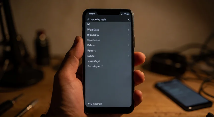 como se reinicia de fabrica un xiaomi redmi, Xiaomi Redmi en modo Recovery mostrando el menú de borrado de datos