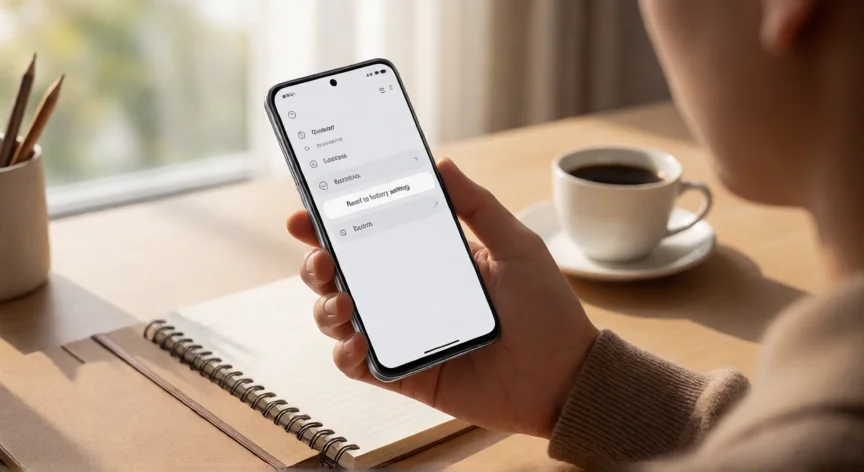 como se reinicia un celular de fabrica xiaomi, Persona realizando un reinicio de fábrica en un teléfono Xiaomi desde los ajustes