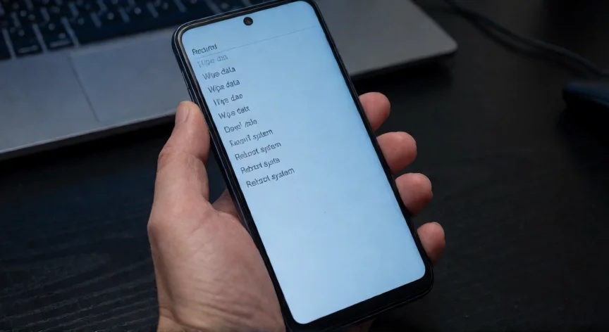 como se restaura de fabrica un xiaomi, Pantalla de recovery de un Xiaomi mostrando la opción de borrar todos los datos