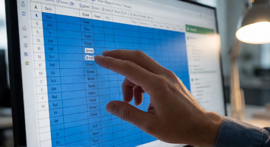 como seleccionar en excel todo, Mano haciendo clic en el botón de selección total en la esquina superior izquierda de Excel