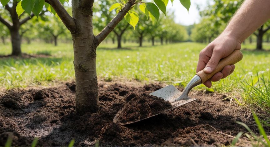 como sembrar albaricoques, Fertilización orgánica de un árbol de albaricoque en el huerto