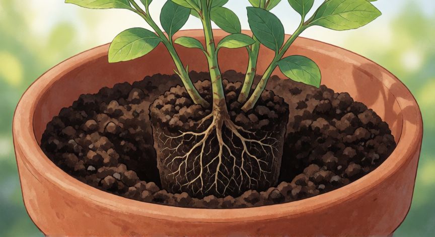 como sembrar arandanos en maceta, Proceso de trasplante de una planta joven de arándano a una maceta grande
