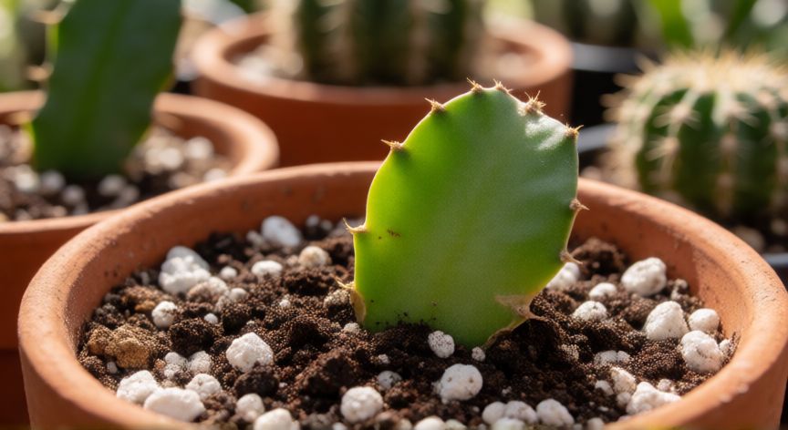 como sembrar dama de noche, Esqueje de Dama de Noche plantado en maceta con sustrato drenante