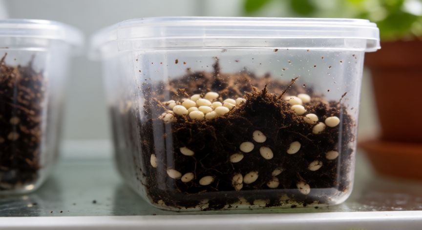 como sembrar fresas desde semillas, Semillas de fresa en estratificación con turba húmeda en la nevera