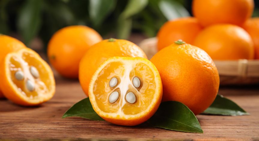 como sembrar huesos de nisperos, Fruta de níspero madura con huesos visibles sobre mesa de madera