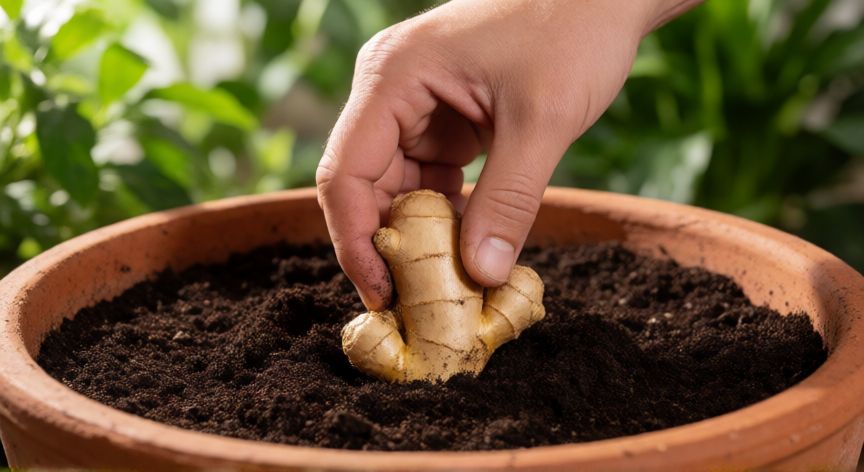 como sembrar jengibre, Proceso de plantación de jengibre en maceta con sustrato rico