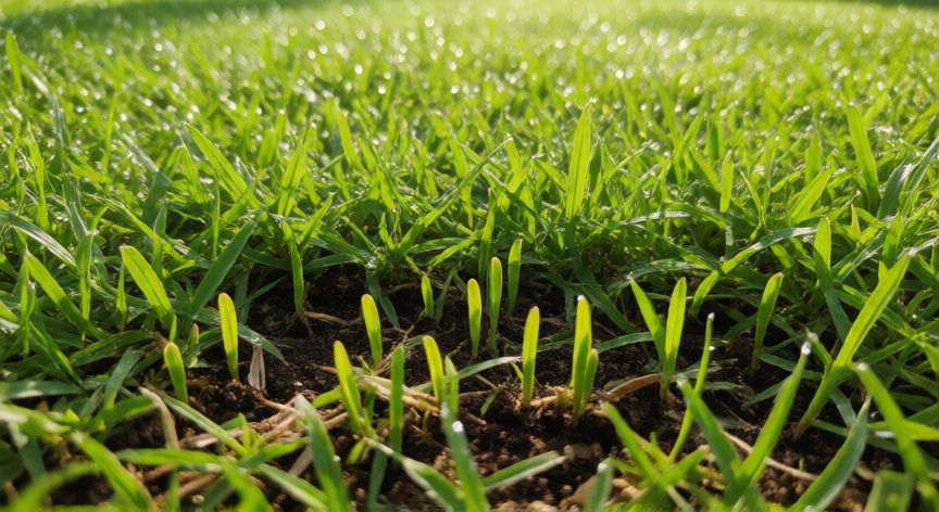 como sembrar kikuyo, Brote joven de kikuyo germinando en la tierra