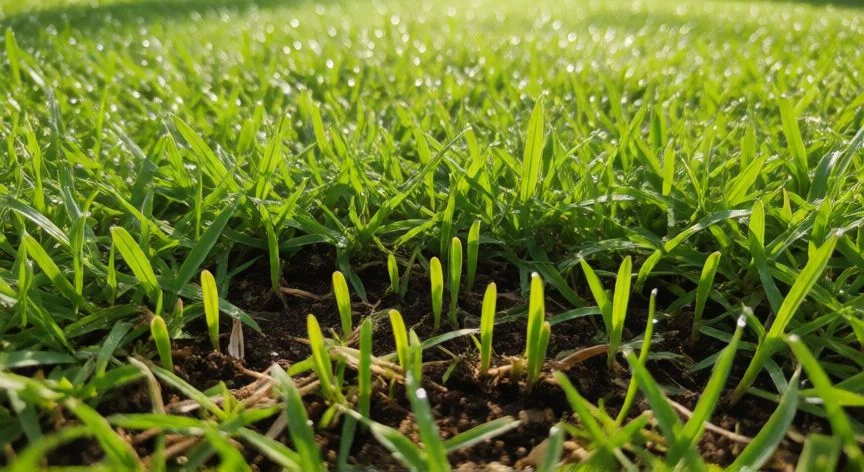 como sembrar kikuyo, Brote joven de kikuyo germinando en la tierra