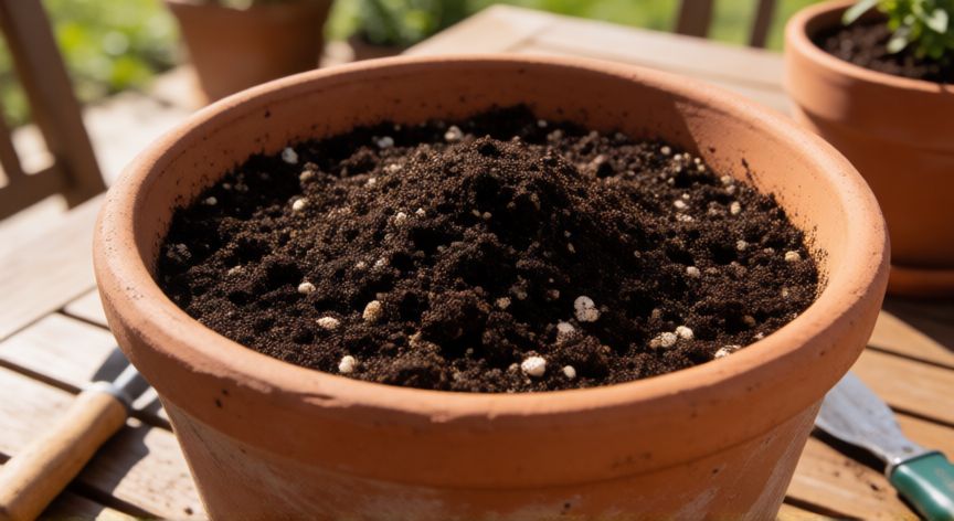 como sembrar kiwi en maceta, Maceta grande con sustrato preparado para plantar kiwi