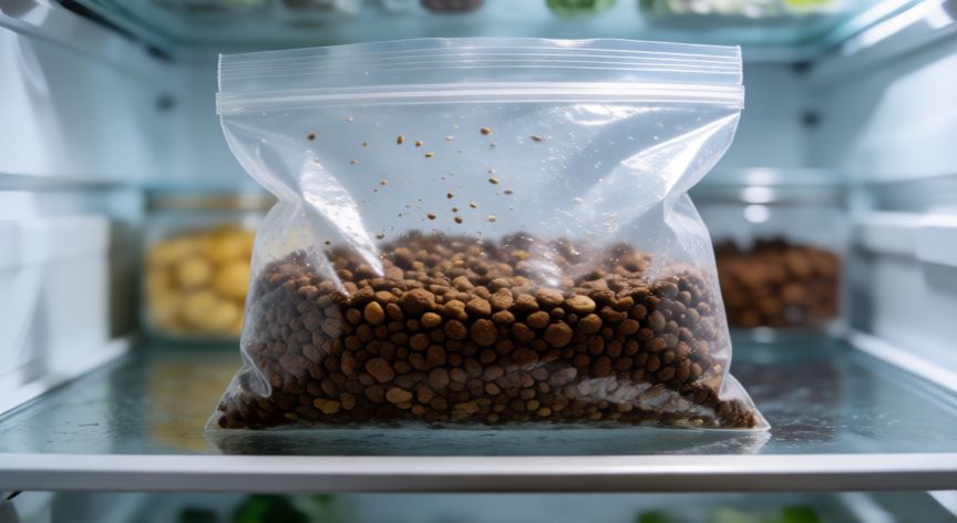 como sembrar kiwis con semillas, Bolsa con sustrato húmedo y semillas en la nevera para estratificación
