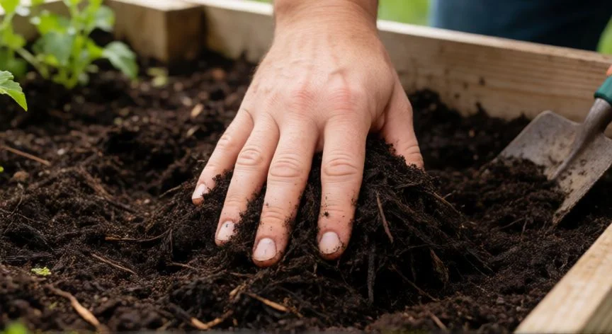 Preparación del suelo con compost para el cultivo de lechugas