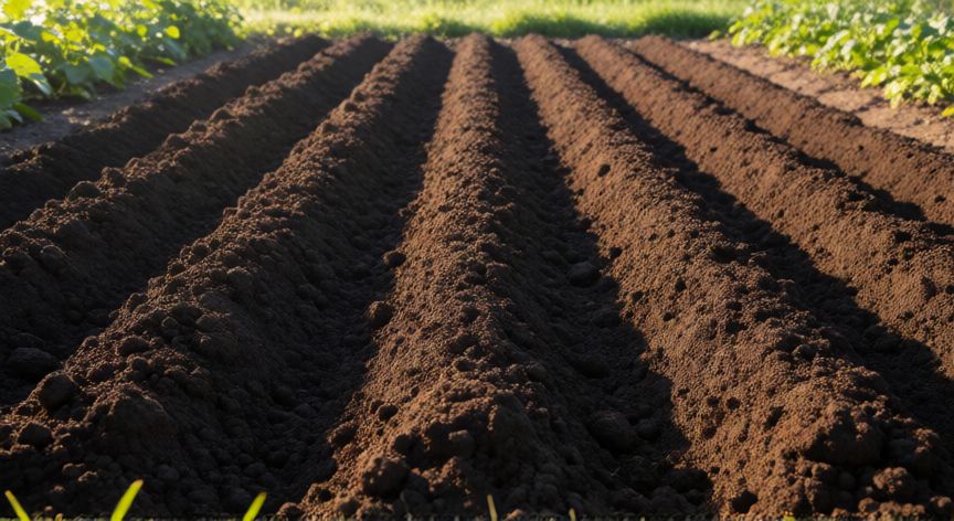 como sembrar lentejas, Preparación del suelo con surcos listos para la siembra de lentejas