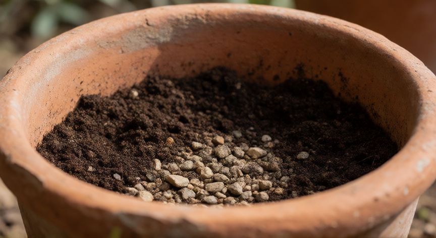 como sembrar olivos en macetas, Preparación de la maceta con sustrato y drenaje para plantar un olivo
