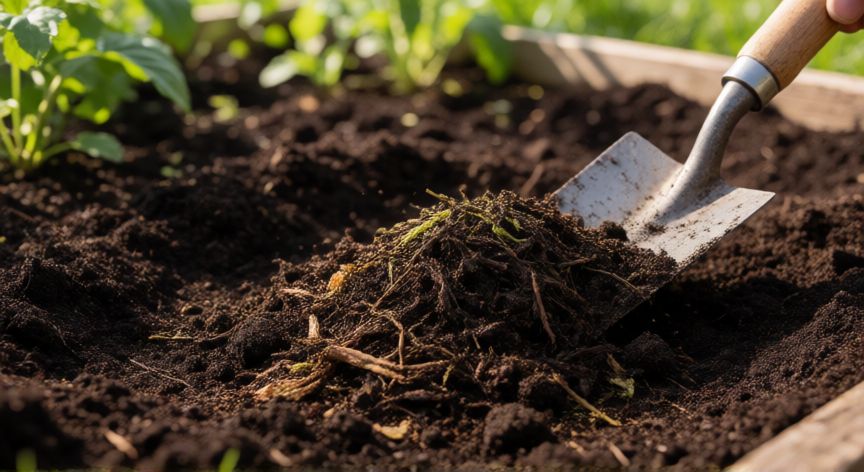cómo sembrar pepinos, Preparación del suelo con compost para el cultivo de pepinos