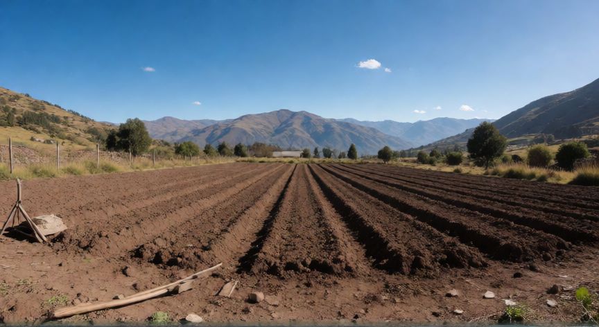como sembrar quinua en bolivia, Terreno andino preparado para la siembra de quinua
