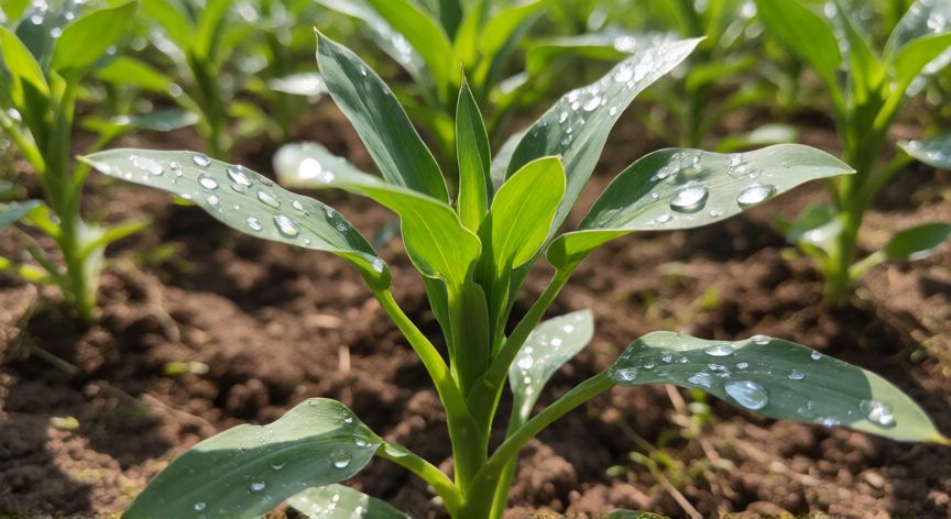 como sembrar quinua en bolivia, Plántulas jóvenes de quinua en campo de cultivo