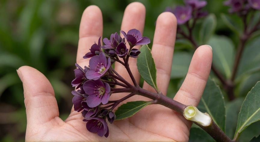 como sembrar quirquiña, Esqueje de quirquiña listo para ser plantado con savia visible