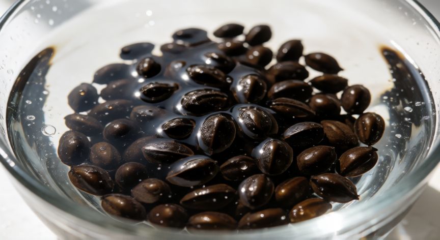 como sembrar semillas de papaya, Lavado de semillas de papaya en un bol de agua