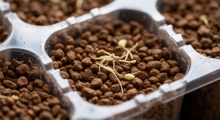 como sembrar semillas de tomate, Bandeja de germinación con sustrato de perlita y vermiculita preparado para semillas de tomate