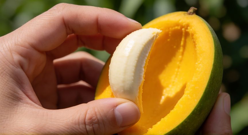 como sembrar un hueso de mango, Extracción cuidadosa de la semilla del hueso de mango
